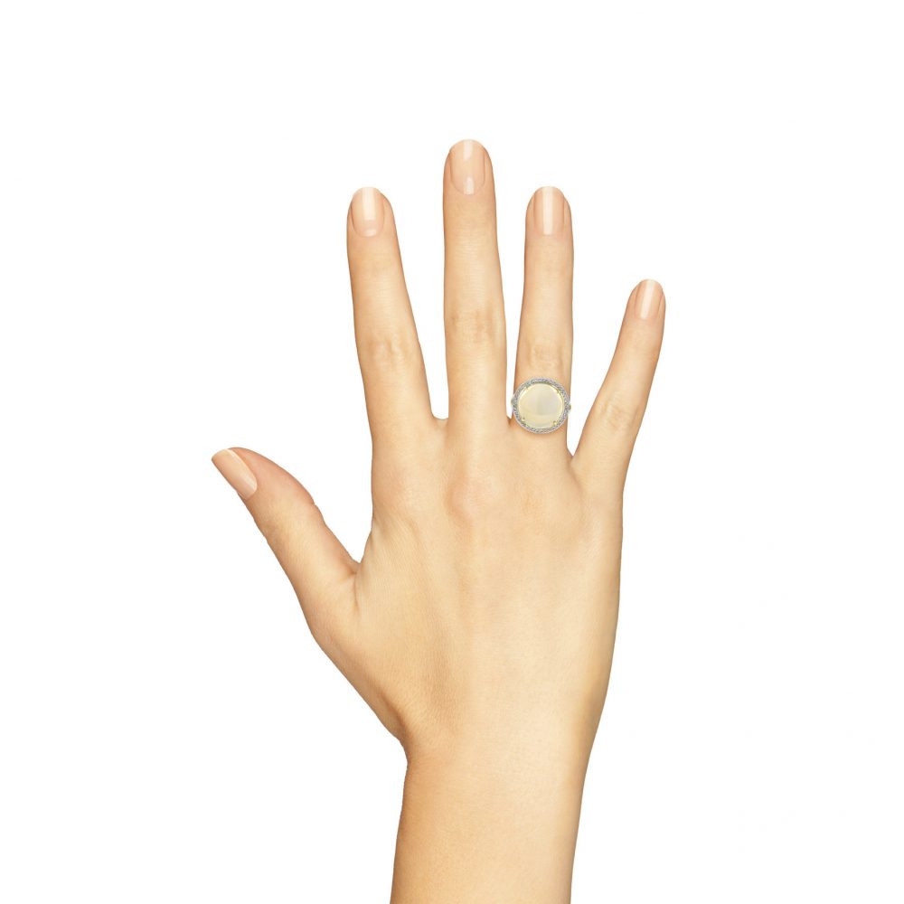 Moonstone and Diamond Halo Cluster Dress Ring