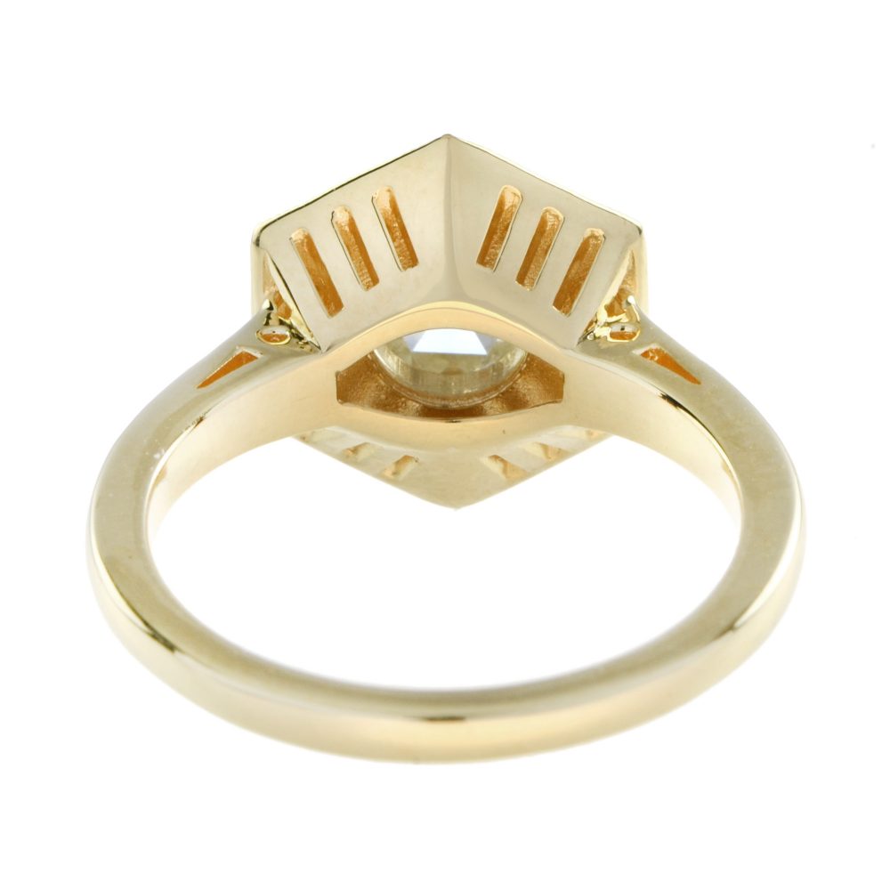 0.68ct Rose Cut Diamond Hexagonal Cluster Ring in 18ct Yellow Gold