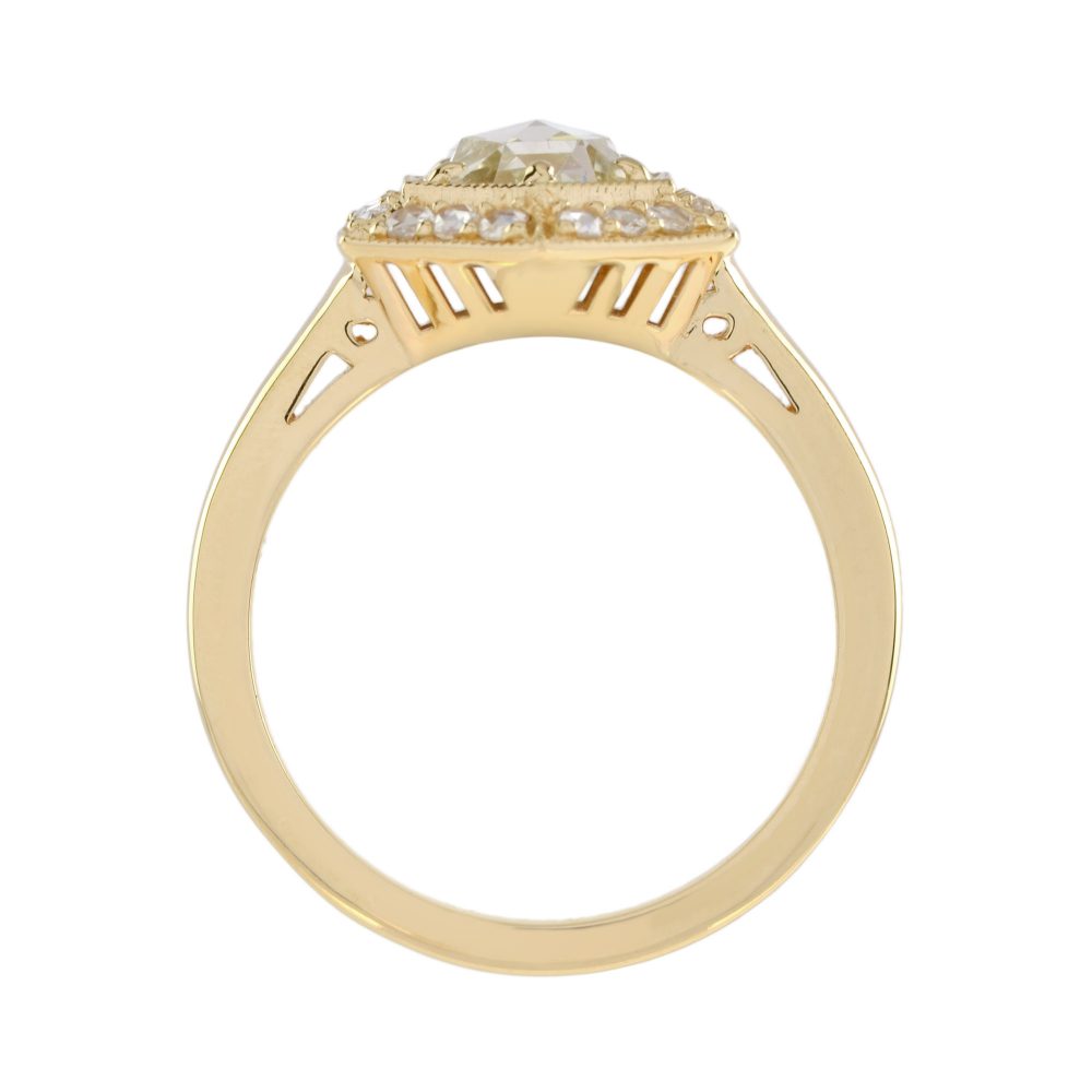 0.68ct Rose Cut Diamond Hexagonal Cluster Ring in 18ct Yellow Gold