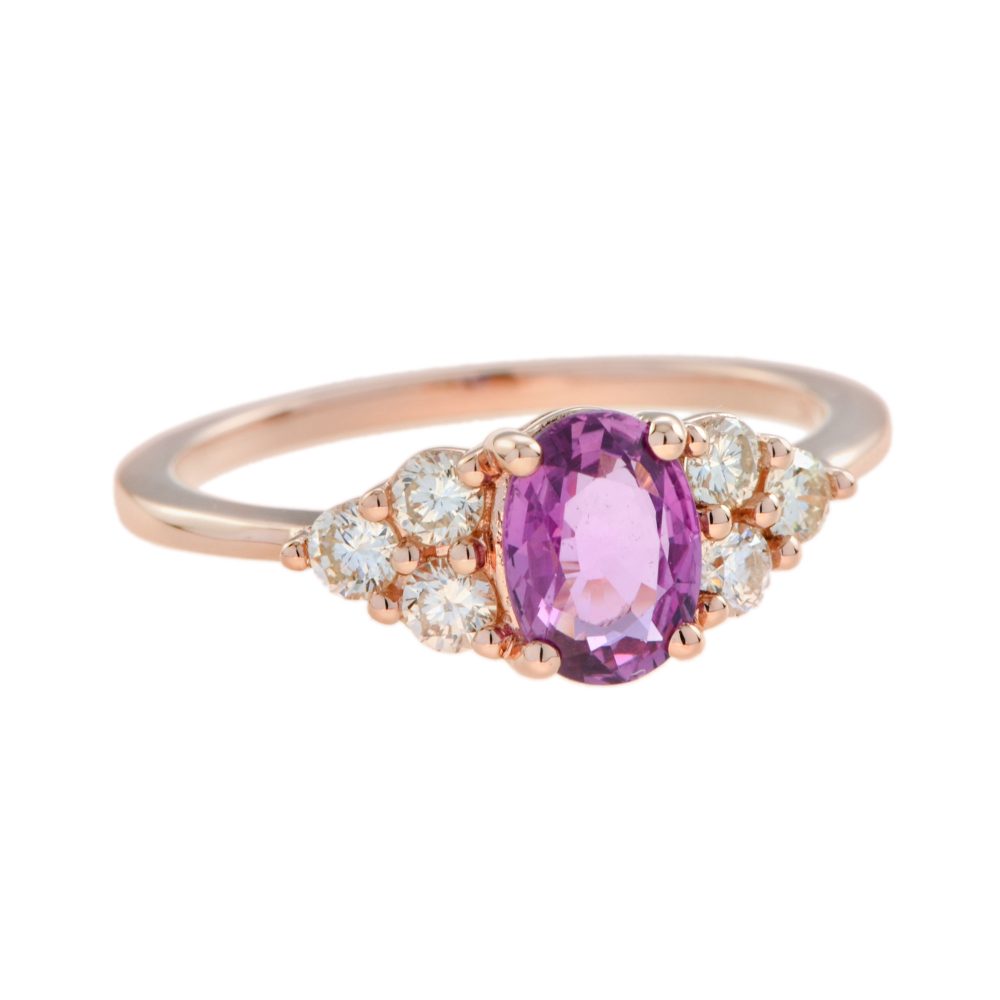 Certified 1.02ct Natural No Heat Pink Sapphire and Diamond Engagement Ring in 18ct Rose Gold