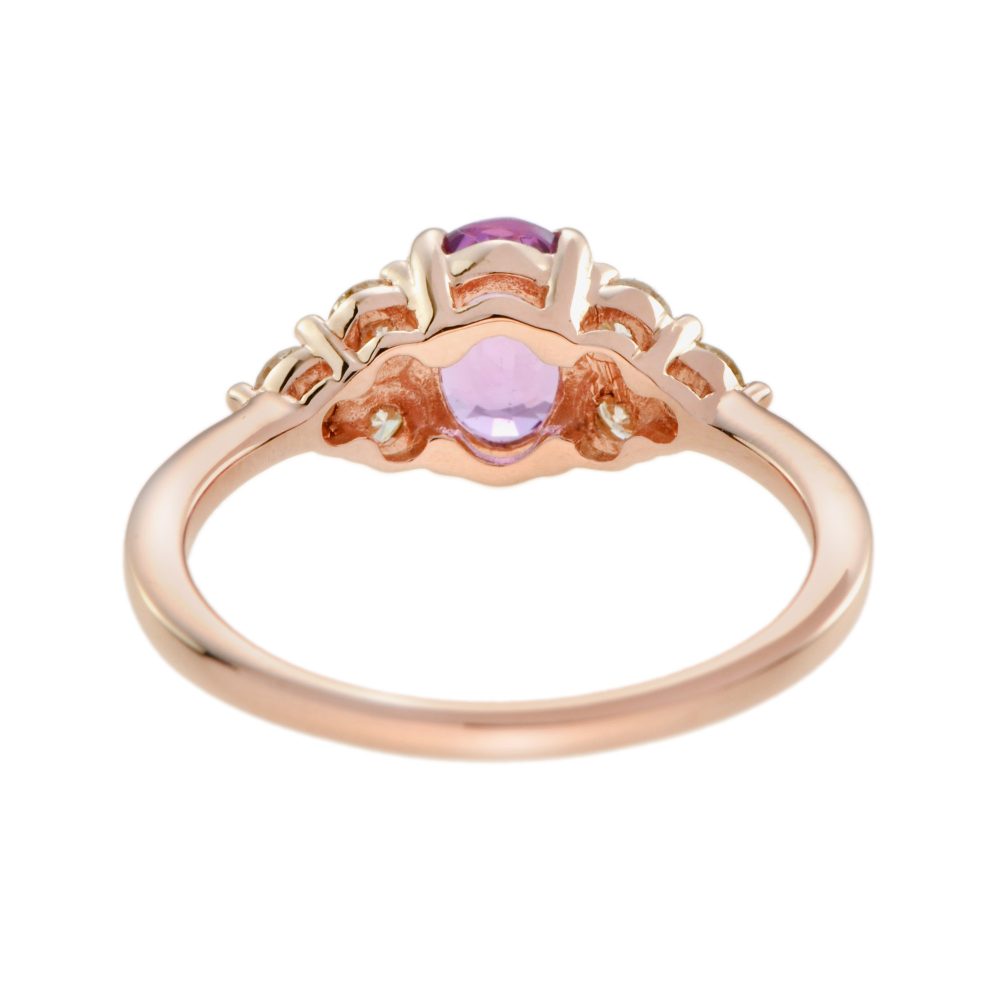 Certified 1.02ct Natural No Heat Pink Sapphire and Diamond Engagement Ring in 18ct Rose Gold
