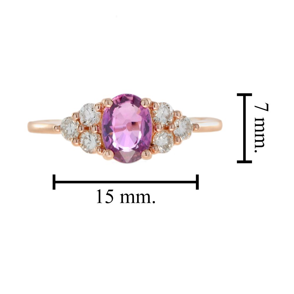 Certified 1.02ct Natural No Heat Pink Sapphire and Diamond Engagement Ring in 18ct Rose Gold