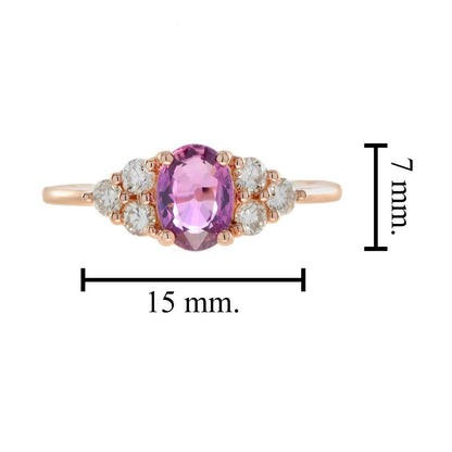 Certified 1.02ct Natural No Heat Pink Sapphire and Diamond Engagement Ring in 18ct Rose Gold