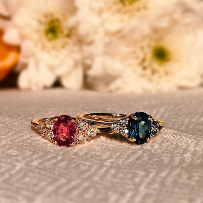 Certified 1.02ct Natural No Heat Pink Sapphire and Diamond Engagement Ring in 18ct Rose Gold