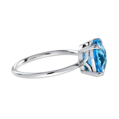 3.50ct Oval Swiss Blue Topaz Solitaire Engagement Ring in 9ct White Gold