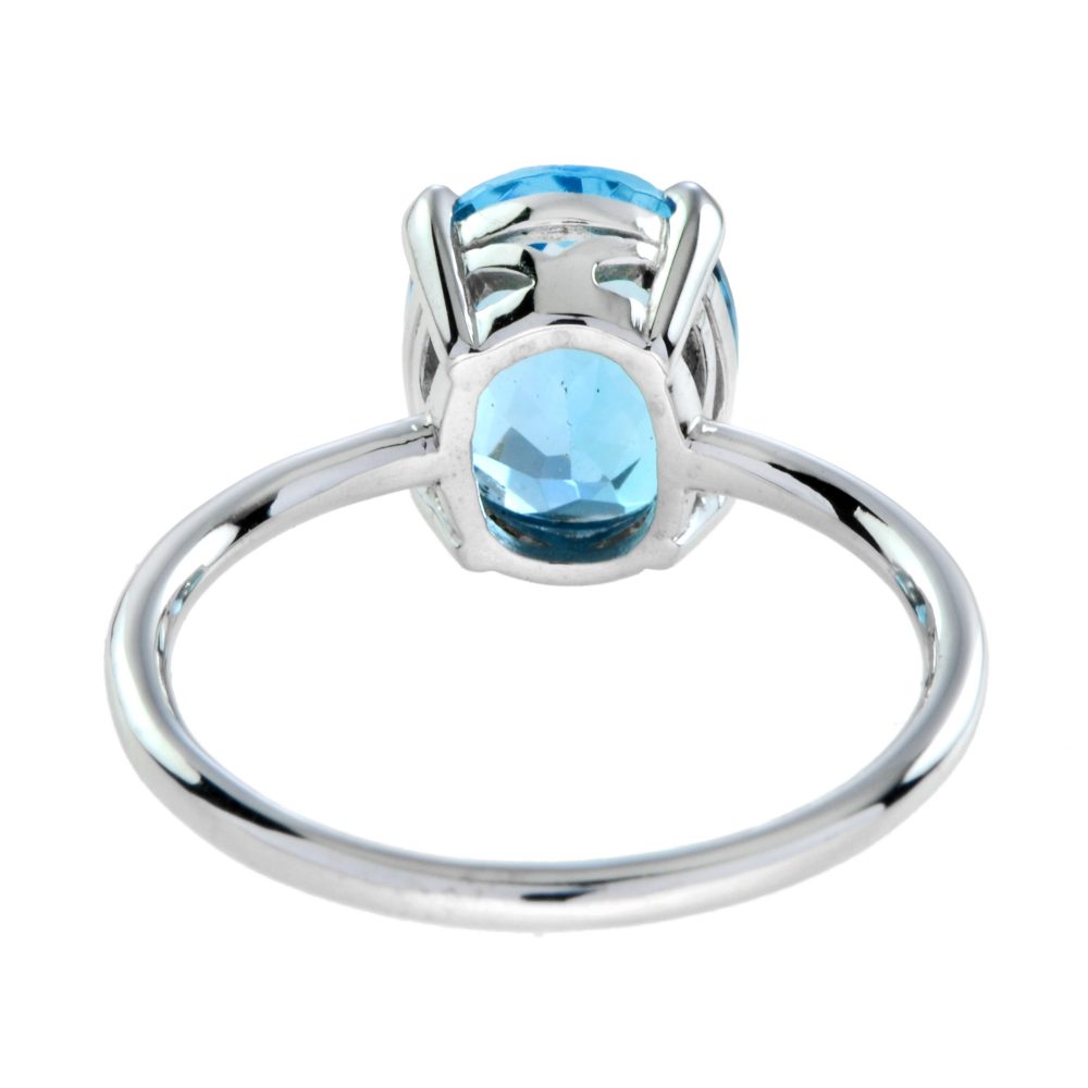 3.50ct Oval Swiss Blue Topaz Solitaire Engagement Ring in 9ct White Gold