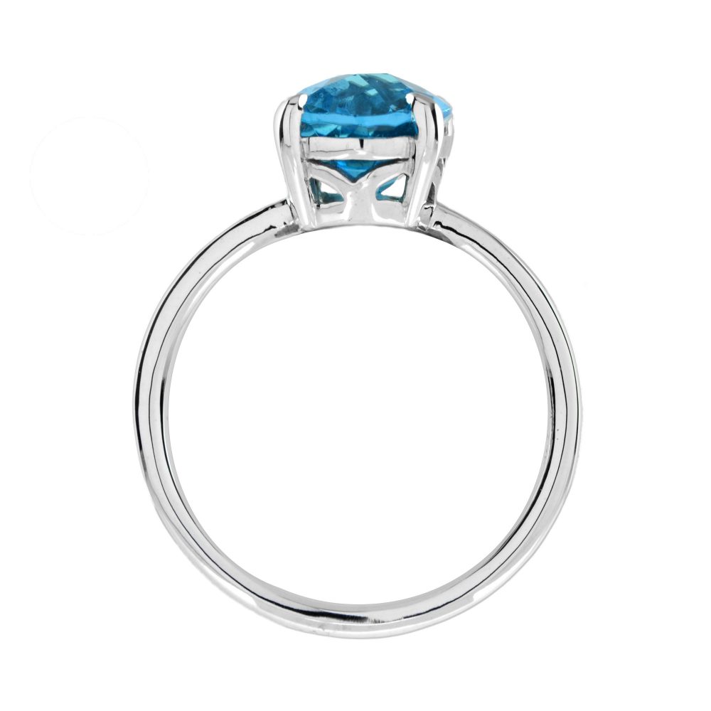 3.50ct Oval Swiss Blue Topaz Solitaire Engagement Ring in 9ct White Gold