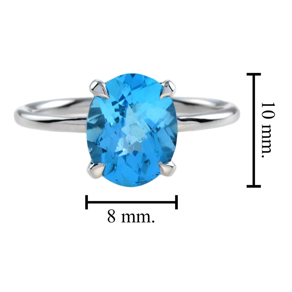 3.50ct Oval Swiss Blue Topaz Solitaire Engagement Ring in 9ct White Gold