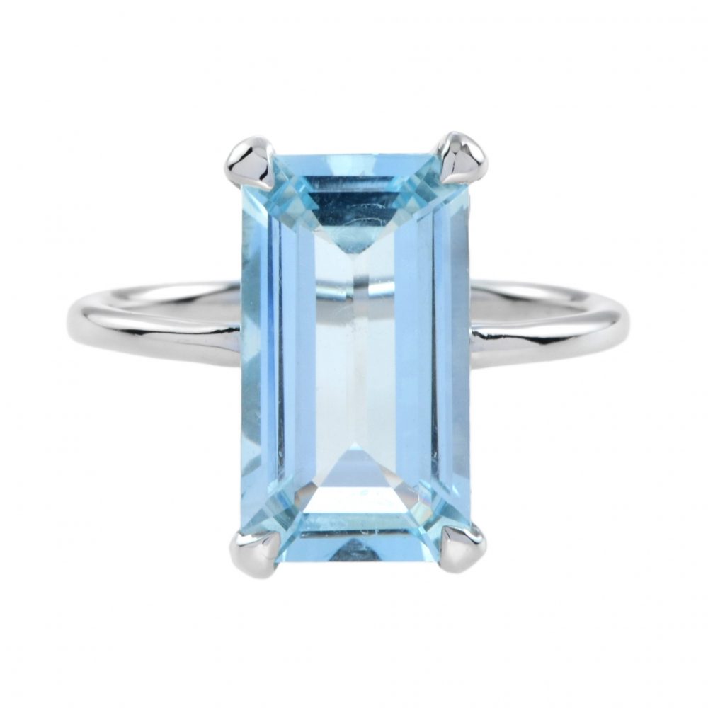 5.5ct Blue Topaz Solitaire Cocktail Ring