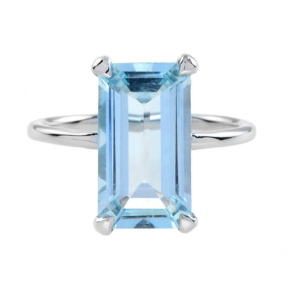 5.5ct Blue Topaz Solitaire Cocktail Ring