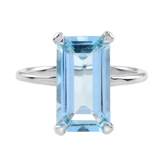 5.5ct Blue Topaz Solitaire Cocktail Ring