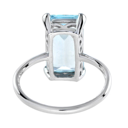 5.5ct Blue Topaz Solitaire Cocktail Ring