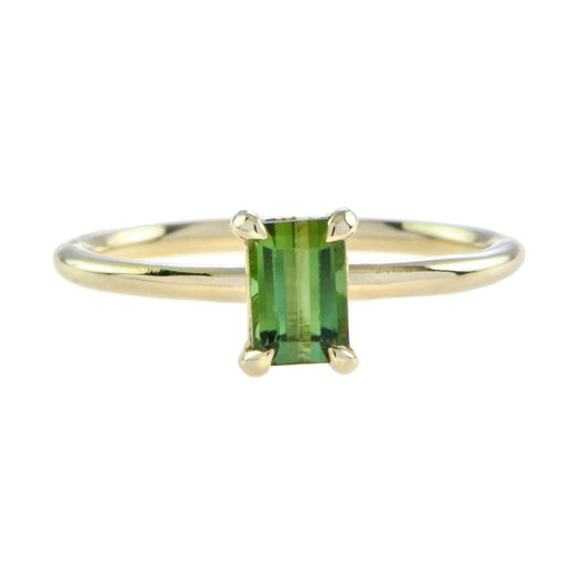 0.60ct Emerald Cut Green Tourmaline Solitaire Engagement Ring