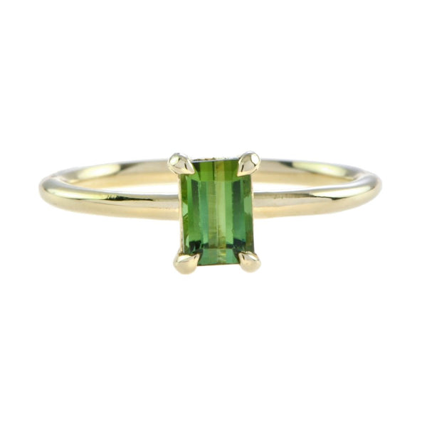 0.60ct Emerald Cut Green Tourmaline Solitaire Engagement Ring