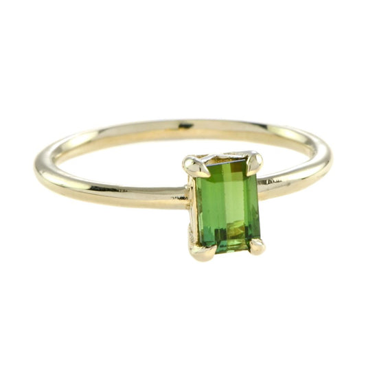 0.60ct Emerald Cut Green Tourmaline Solitaire Engagement Ring