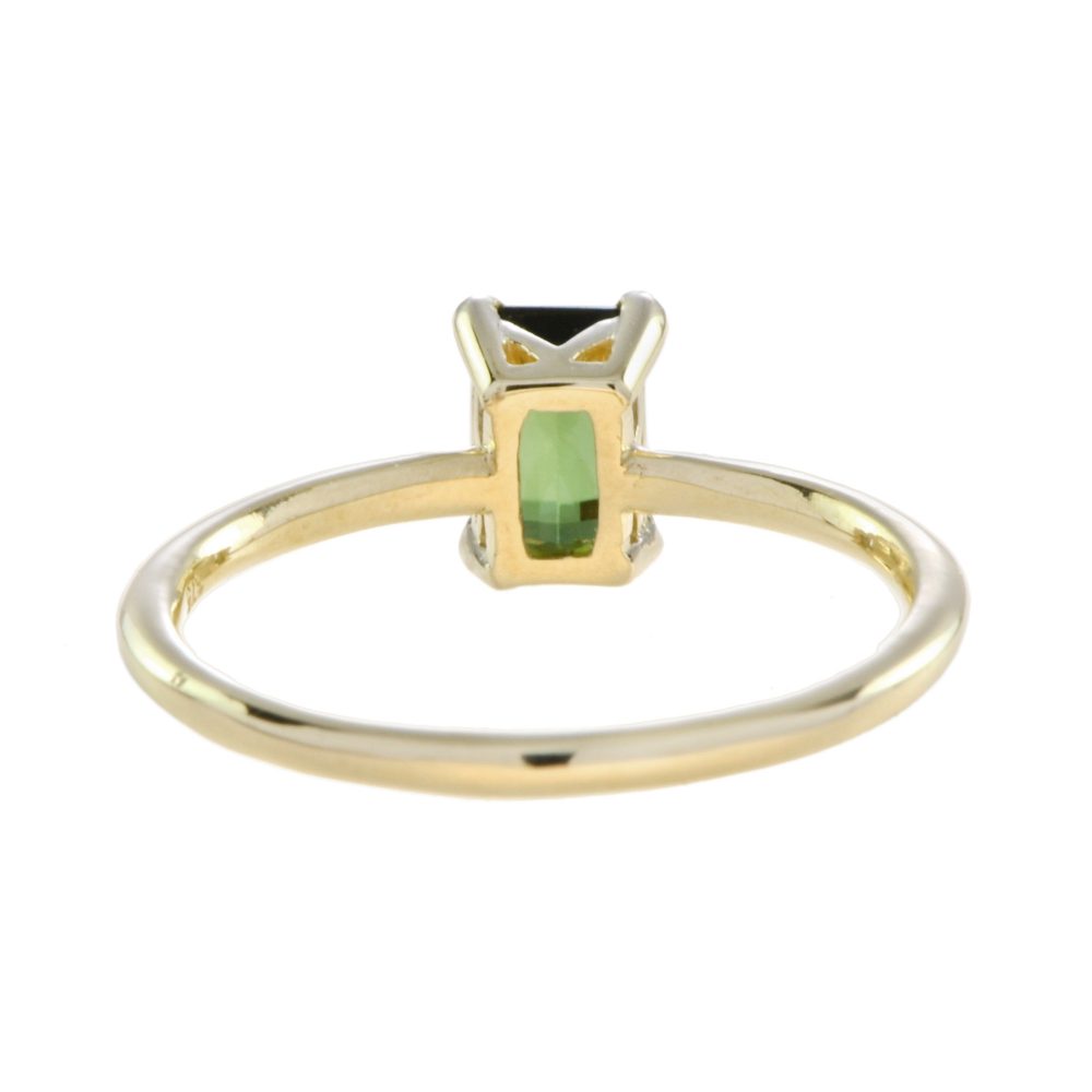 0.60ct Emerald Cut Green Tourmaline Solitaire Engagement Ring