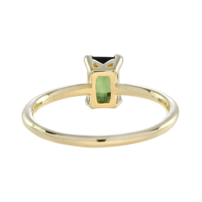 0.60ct Emerald Cut Green Tourmaline Solitaire Engagement Ring