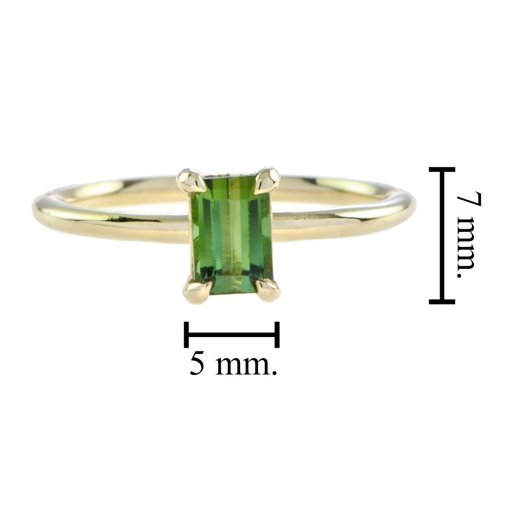 0.60ct Emerald Cut Green Tourmaline Solitaire Engagement Ring