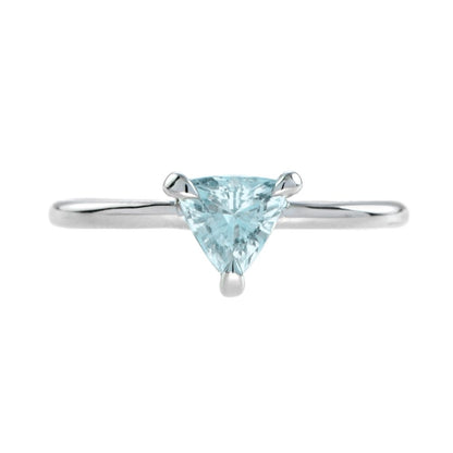 0.60ct Trilliant Cut Aquamarine Solitaire Engagement Ring
