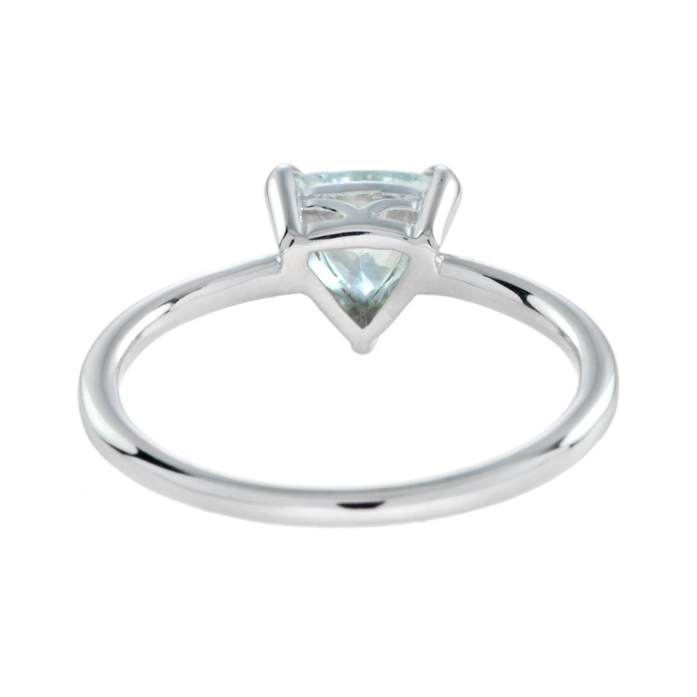 0.60ct Trilliant Cut Aquamarine Solitaire Engagement Ring