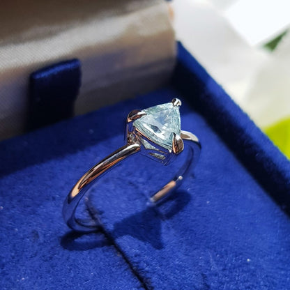 0.60ct Trillion Cut Aquamarine Solitaire Engagement Ring