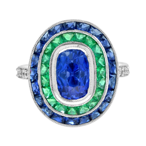 Fine 5.62ct Ceylon Sapphire and Emerald Cocktail Ring