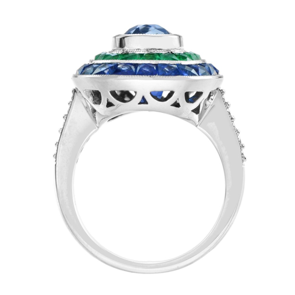 5.62ct natural No Heat Ceylon Sapphire and Emerald Cocktail Ring