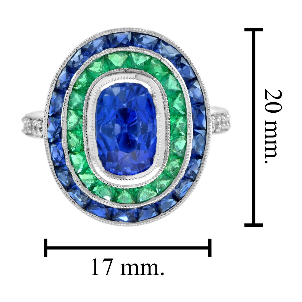 5.62ct natural No Heat Ceylon Sapphire and Emerald Cocktail Ring