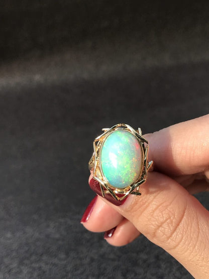 6.50ct Oval Ethiopian and Gold Cluster Birds Nest Cocktail Ring