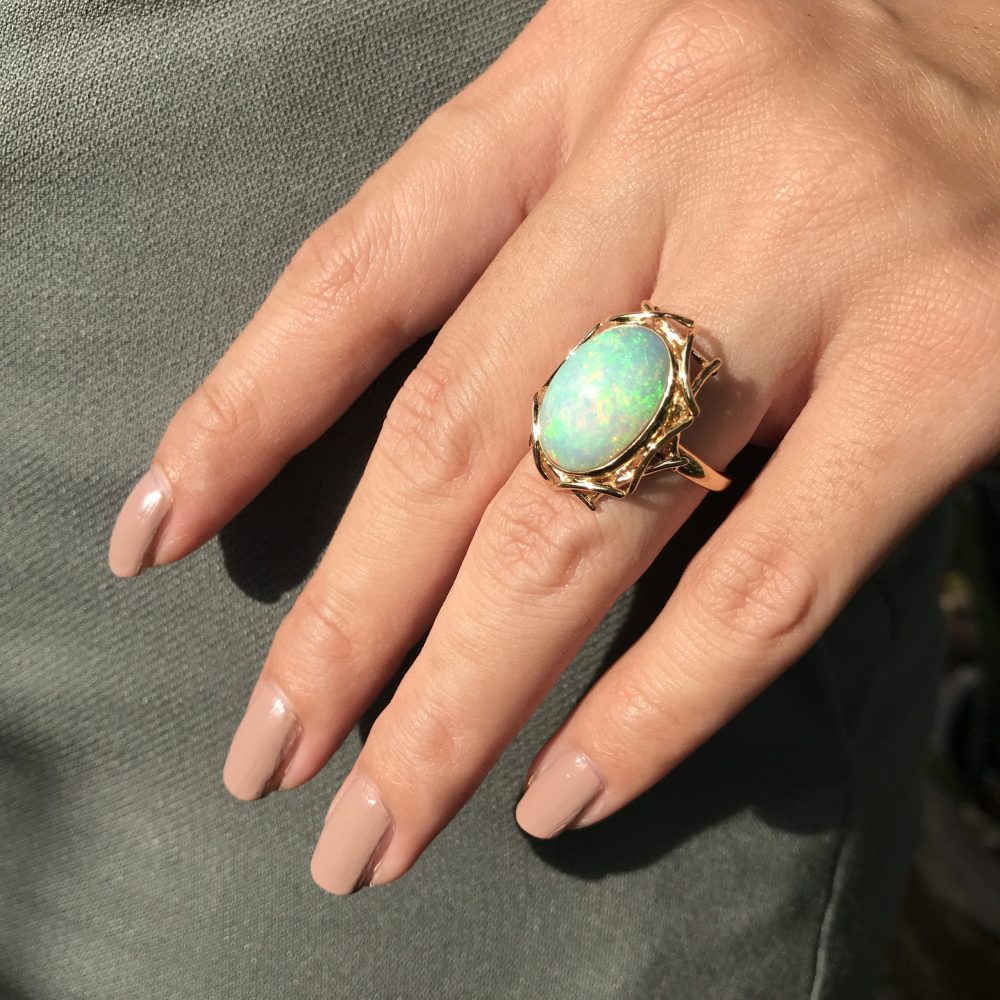 6.50ct Oval Ethiopian and Gold Cluster Birds Nest Cocktail Ring