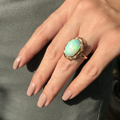 6.50ct Oval Ethiopian and Gold Cluster Birds Nest Cocktail Ring