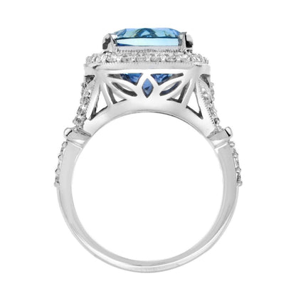 6.68ct Cushion Cut Tanzanite and Diamond Cluster Dress Ring