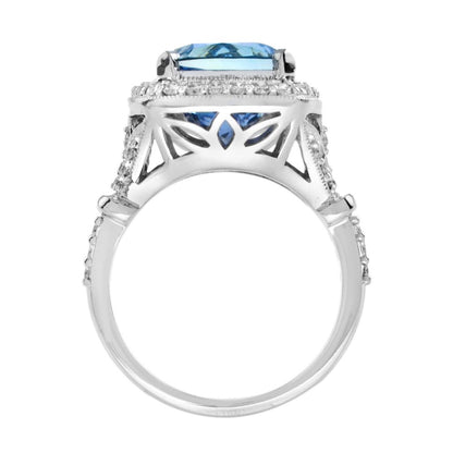 6.68ct Cushion Cut Tanzanite and Diamond Cluster Engagement Ring in 18ct White Gold