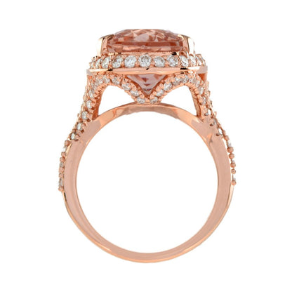 9.6ct Oval Morganite and Diamond Cluster Cocktail Ring in 18ct Rose Gold