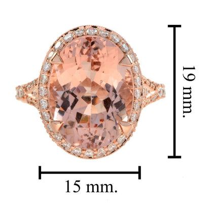 9.6ct Oval Morganite and Diamond Cluster Cocktail Ring in 18ct Rose Gold