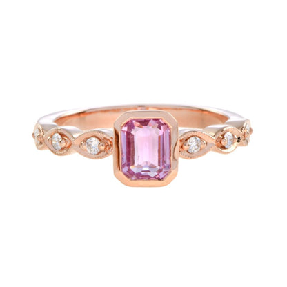 Pink Sapphire and Diamond Engagement Ring in 18ct Rose Gold