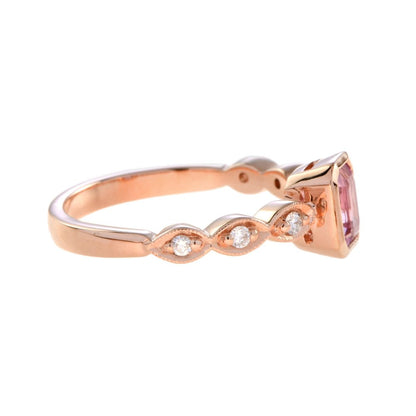 Pink Sapphire and Diamond Engagement Ring in 18ct Rose Gold