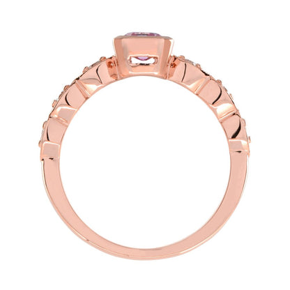 Pink Sapphire and Diamond Engagement Ring in 18ct Rose Gold