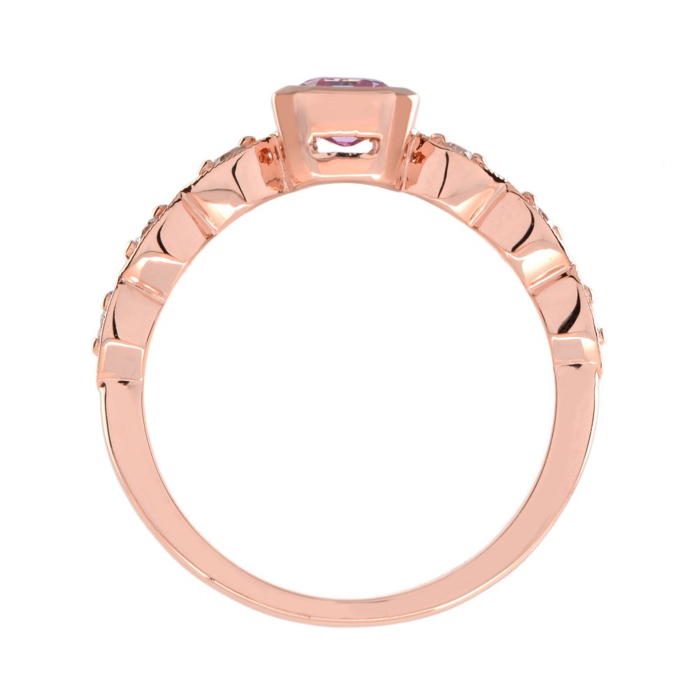 Pink Sapphire and Diamond Engagement Ring in 18ct Rose Gold