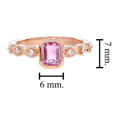 Pink Sapphire and Diamond Engagement Ring in 18ct Rose Gold