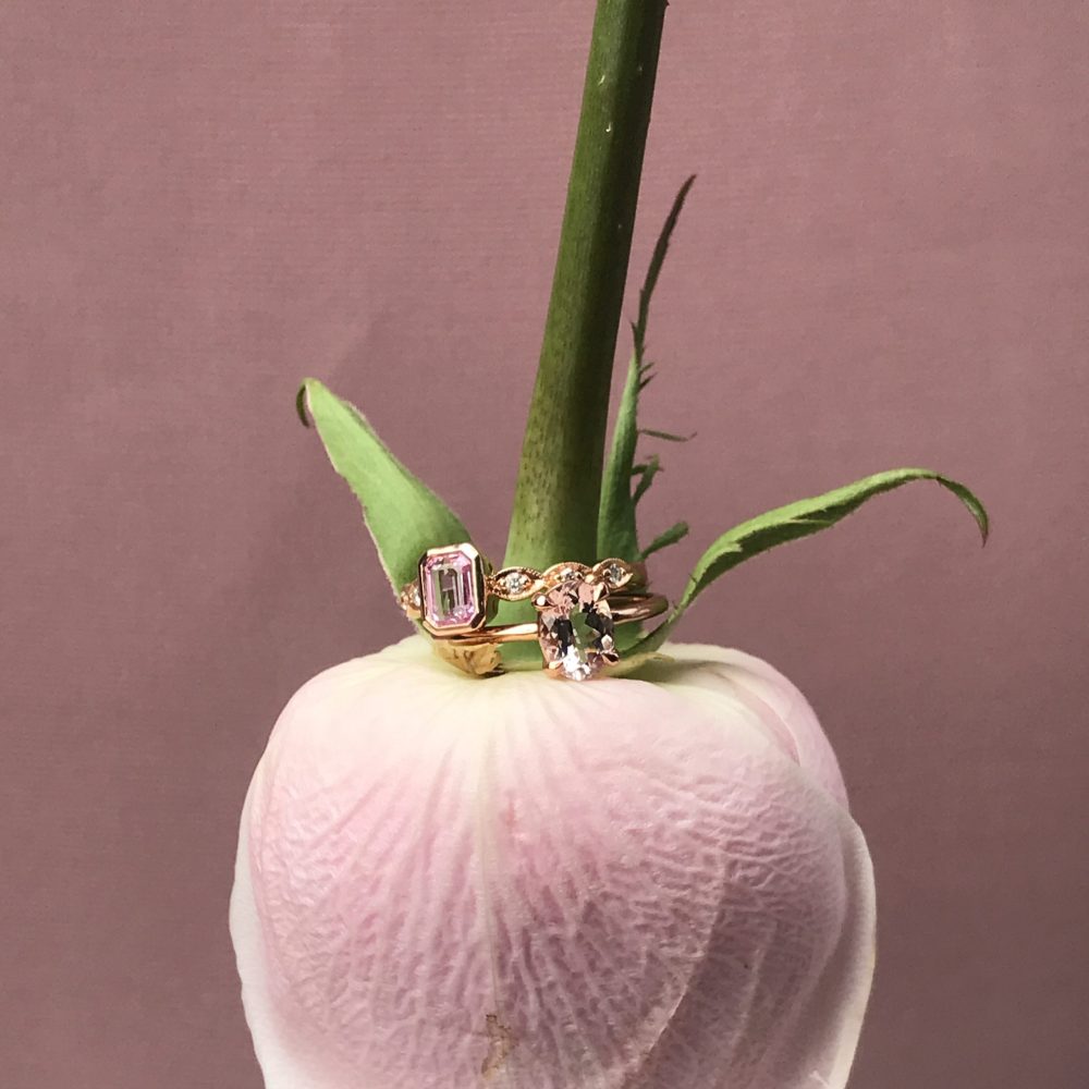 Certified 0.99ct Natural No Heat Pink Sapphire Solitaire Engagement Ring with Twist Diamond Shoulders