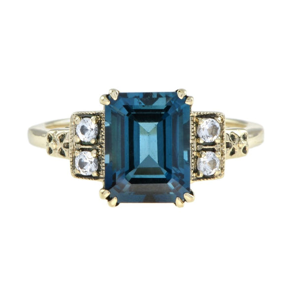 Emerald Cut 3ct Blue and White Topaz Ring