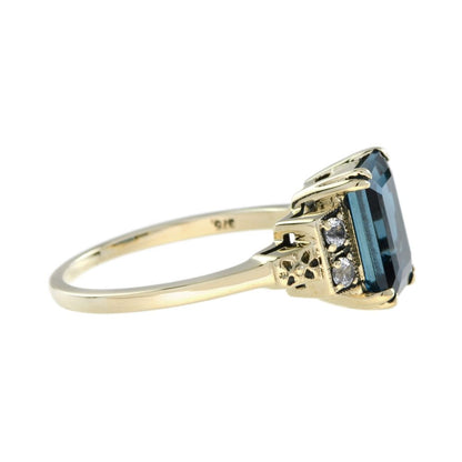 Emerald Cut 3ct Blue and White Topaz Ring