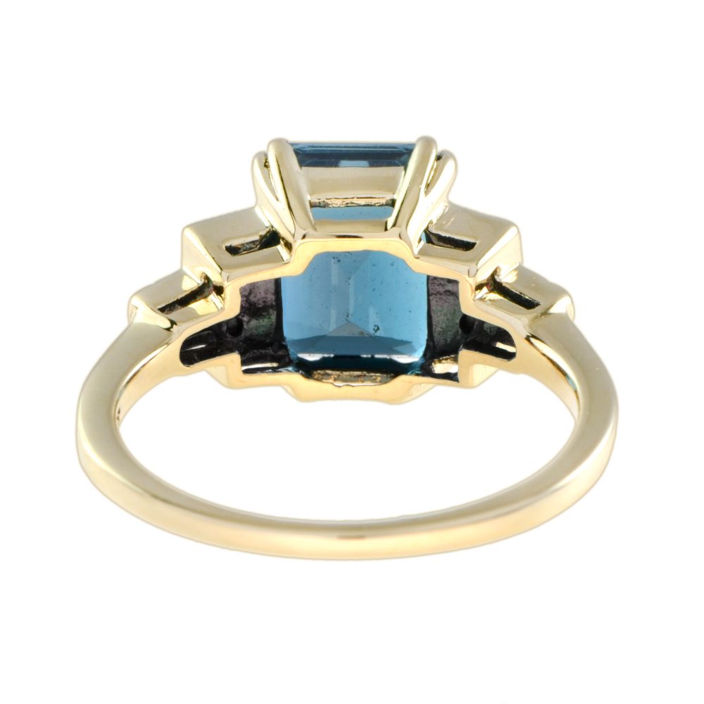 Emerald Cut 3ct Blue and White Topaz Ring