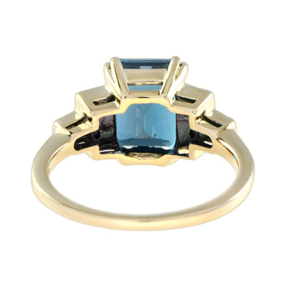 Emerald Cut 3ct Blue and White Topaz Ring