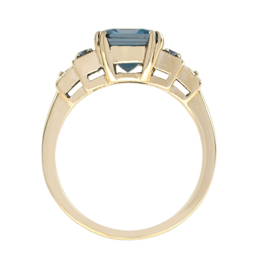 Emerald Cut 3ct Blue and White Topaz Ring