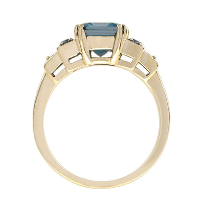 Emerald Cut 3ct Blue and White Topaz Ring