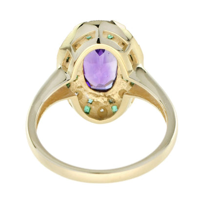 2.40ct Amethyst Emerald and Diamond Dress Ring