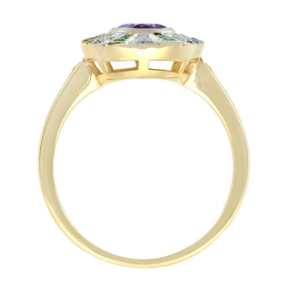 2.40ct Amethyst Emerald and Diamond Dress Ring