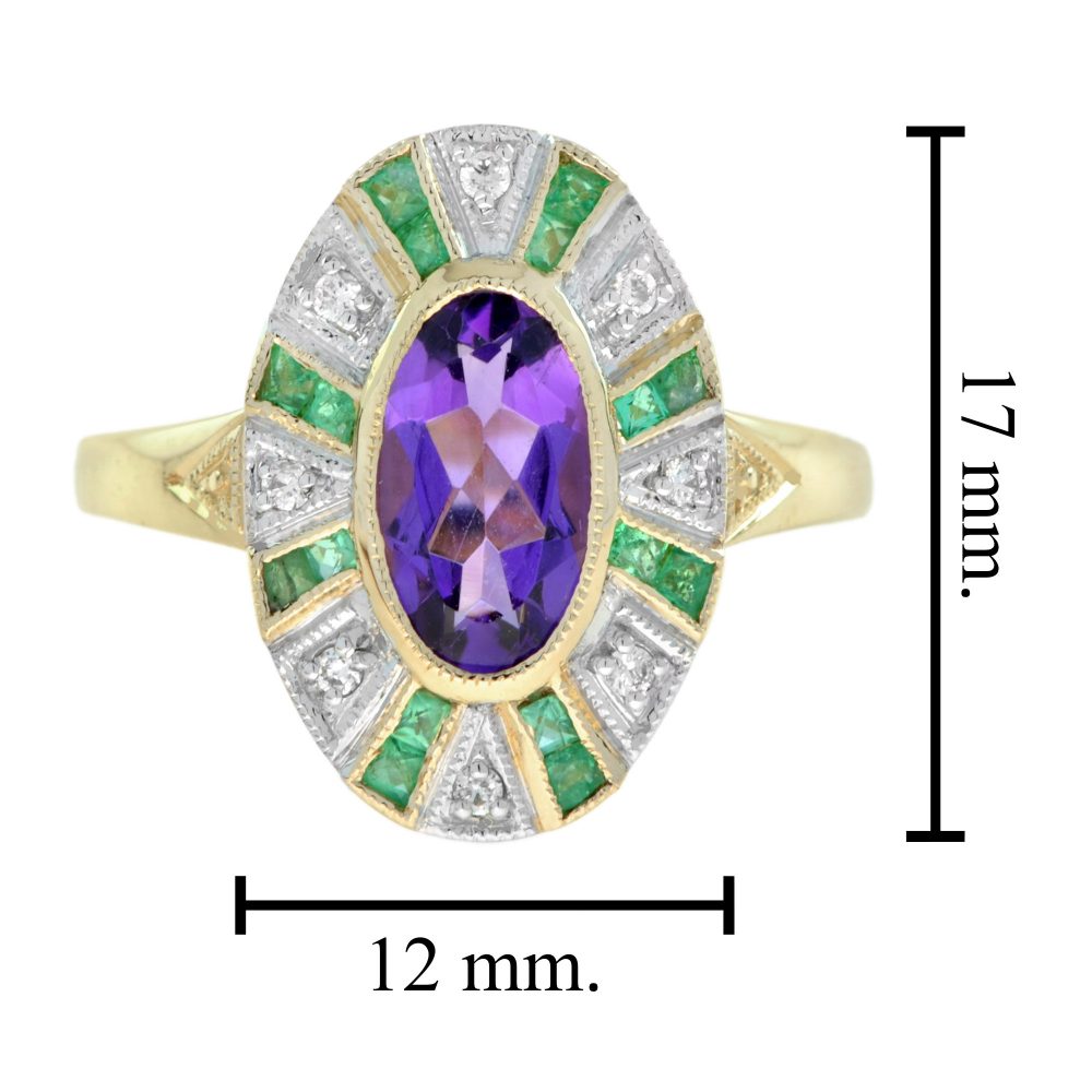 2.40ct Amethyst Emerald and Diamond Dress Ring